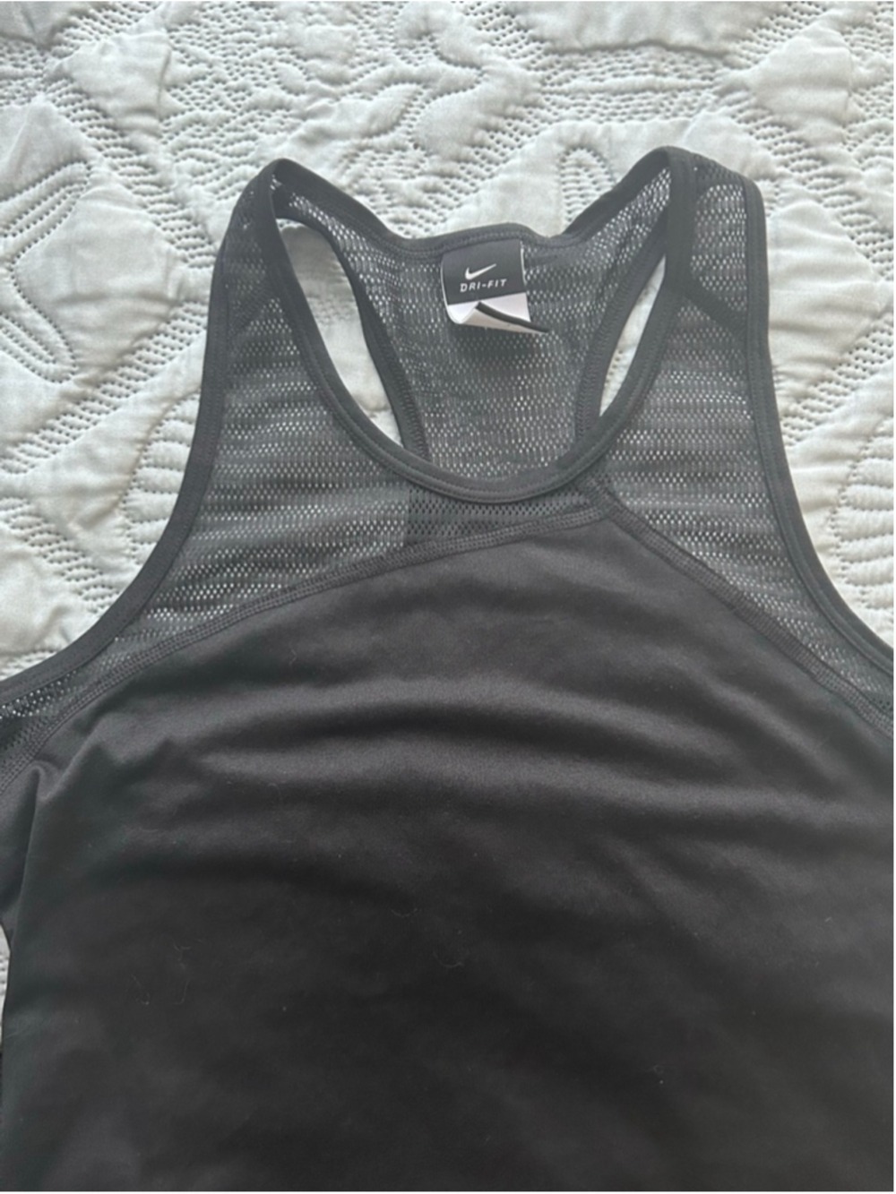 Nike Dri-FIT Racerback Tank Top Black Mesh Panel Athletic Women’s L - Picture 4 of 11